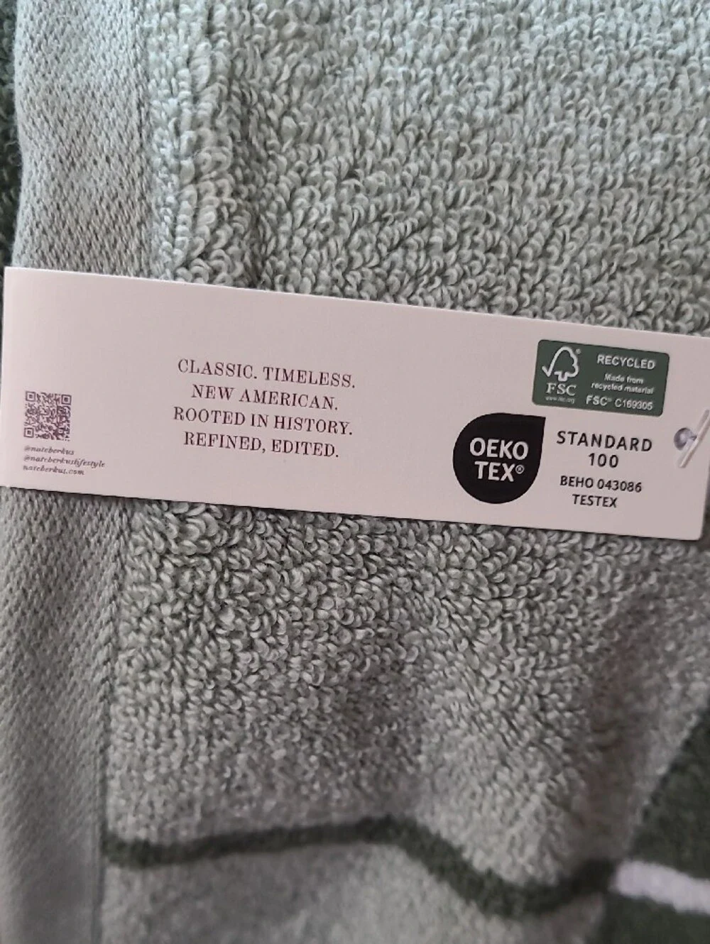 Nate Berkus Forest Green and White Plaid Towel Set